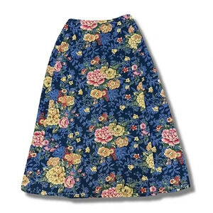 IVY Collectibles Women's Floral Print Maxi Skirt Size 8 Elastic Waist Vintage